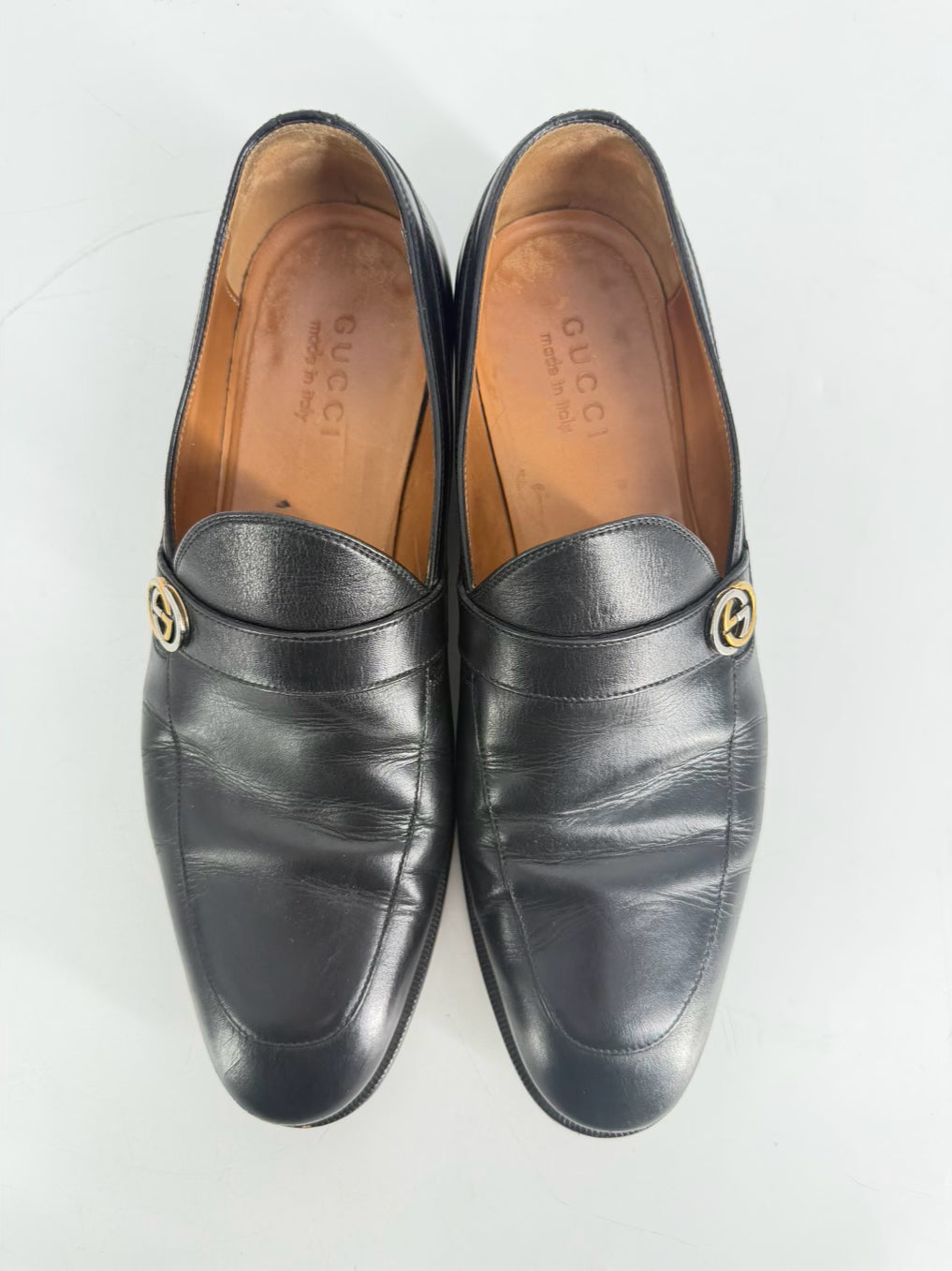 GUCCI Size 7 Black Leather Loafers