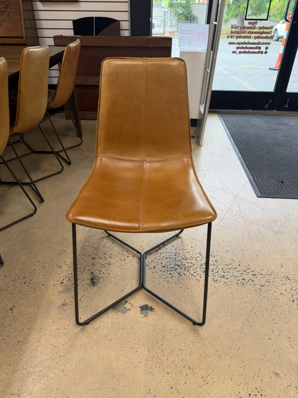 WEST ELM Wood Anderson Dinning Set of Table & 8 Leather Chairs