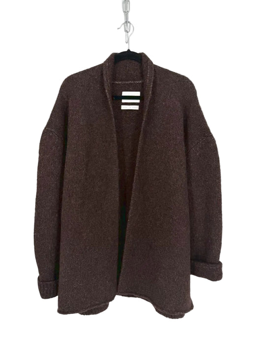 LAUREN MANOOGIAN Wmn's Size O/S Dark Chocolate Alpaca Blend Open Front Cardigan