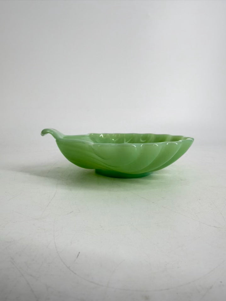 ANCHOR HOCKING Green Depression Glass Shell Set Of 6 Dessert Plates