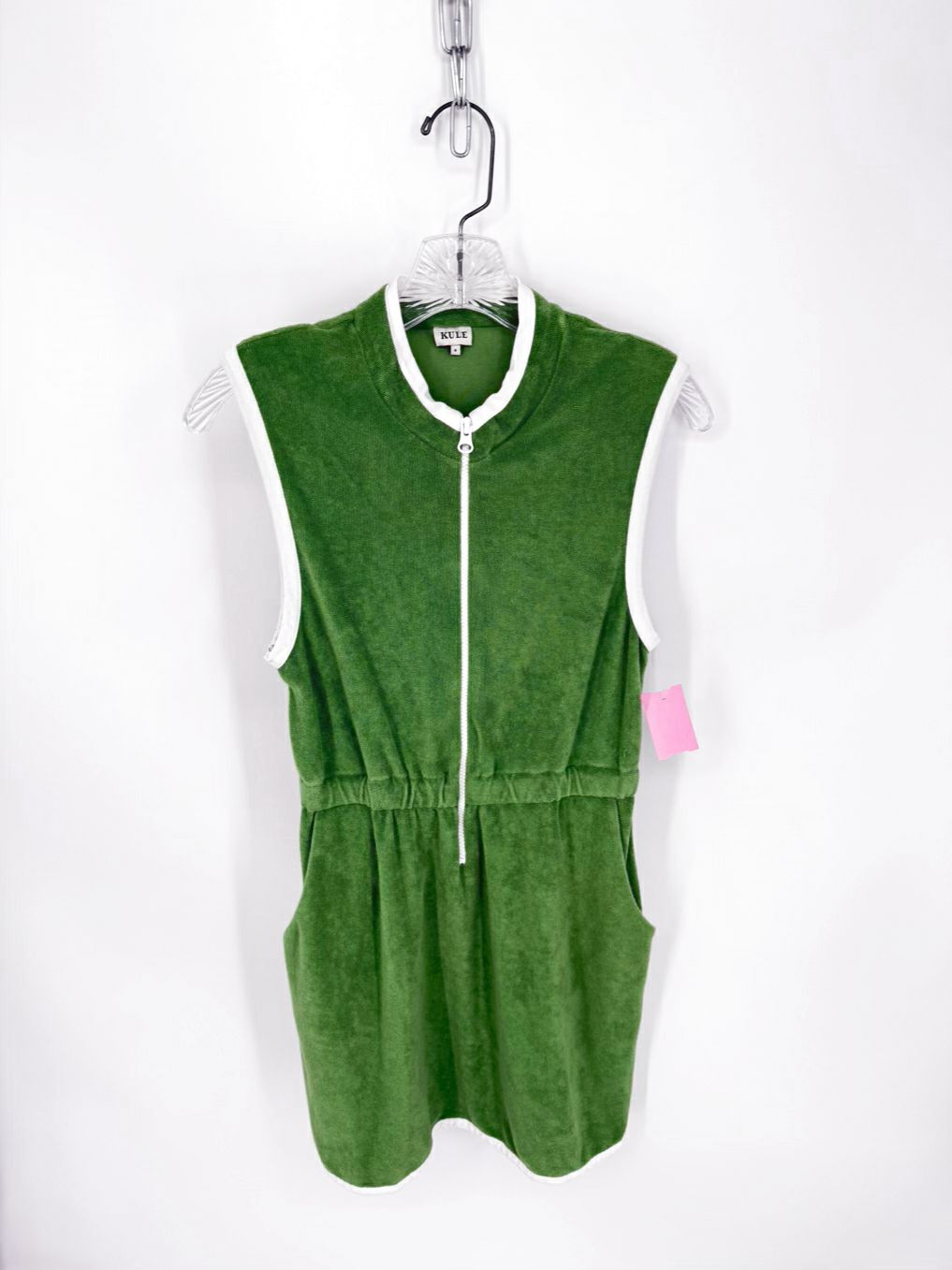 KULE Wmn's Size S Green Terry Cloth Mini Sleeveless Dress