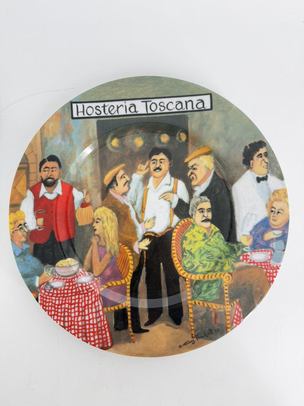 GUY BUFFET Multi Colored Ceramic Tuscan Storefronts Plate Setting For 6
