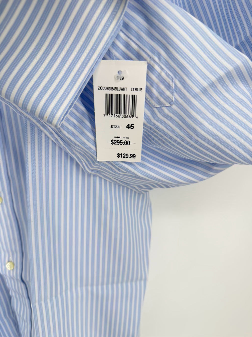 YVES SAINT LAURENT Size 45 Light Blue Stripe Long Sleeve Shirt NWT