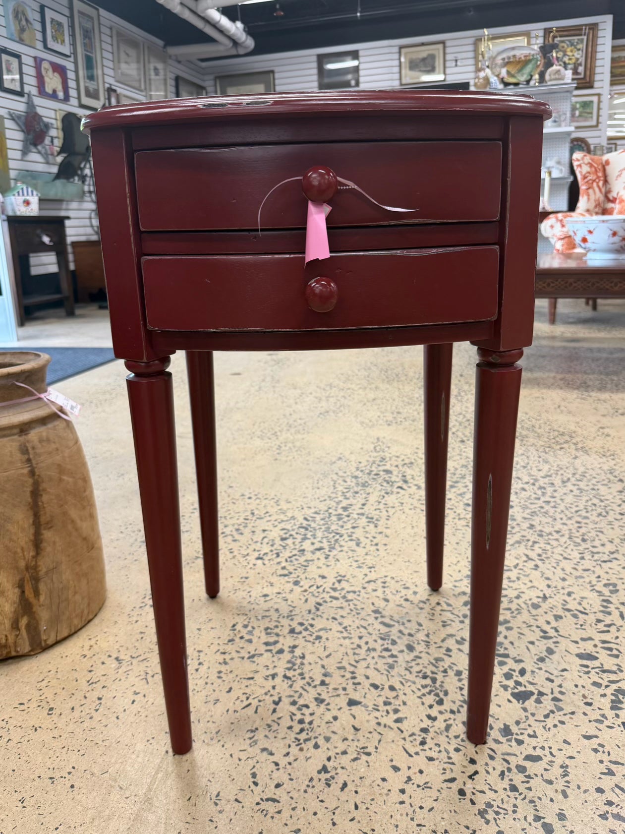 Red Wood End Table w/ Drawer