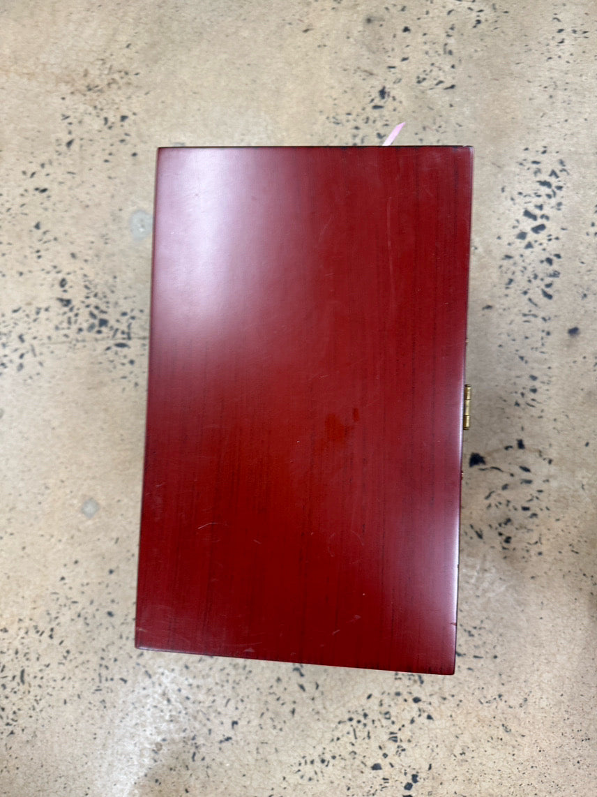 Red Box w/ Brass Mounts on Gold Stand