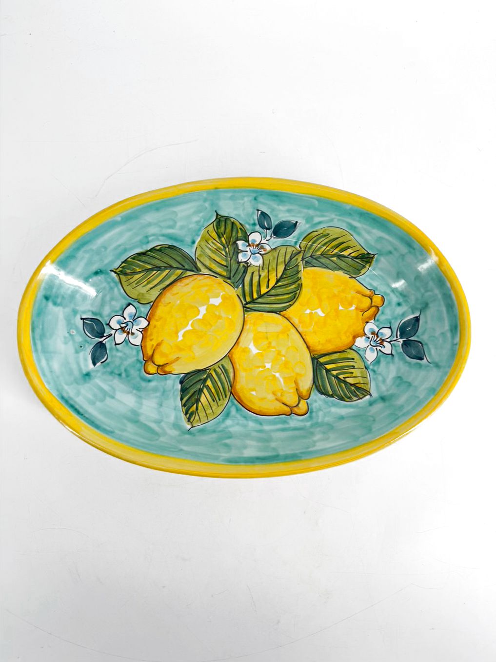 VIETRI Italy Hand Painted Lemons Ceramic Oval Serving Platter