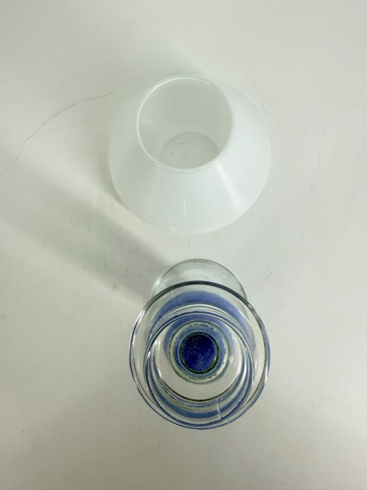 MURANO GLASS Blue & White Glass Votive Candle Holder
