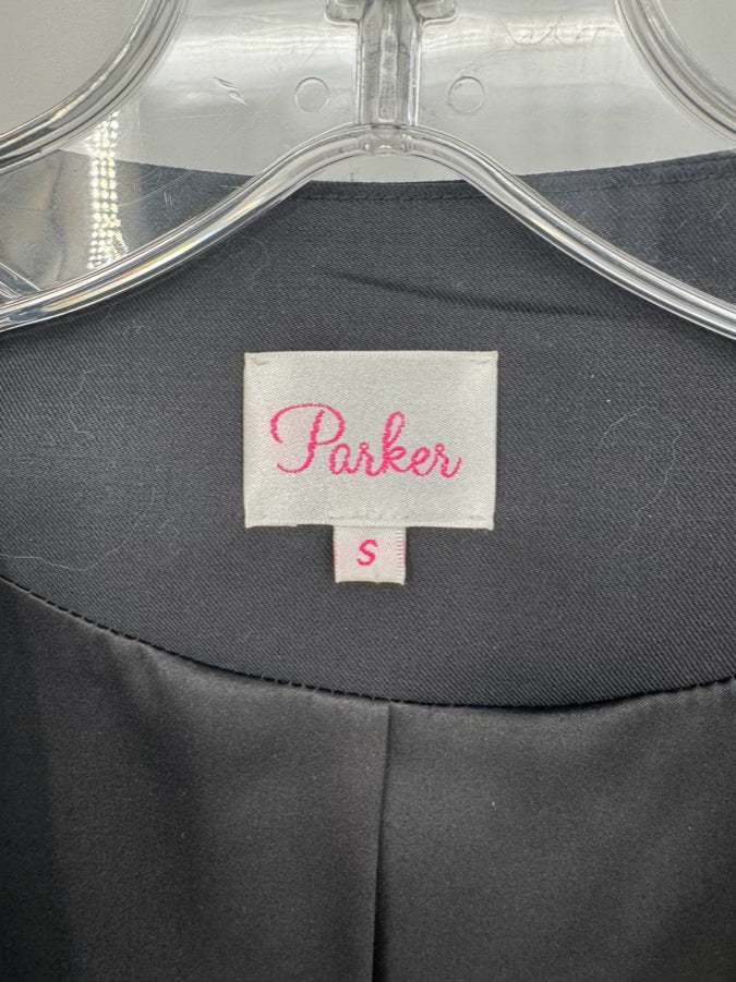 PARKER Size S Black Wool & Lambskin Leather Blazer