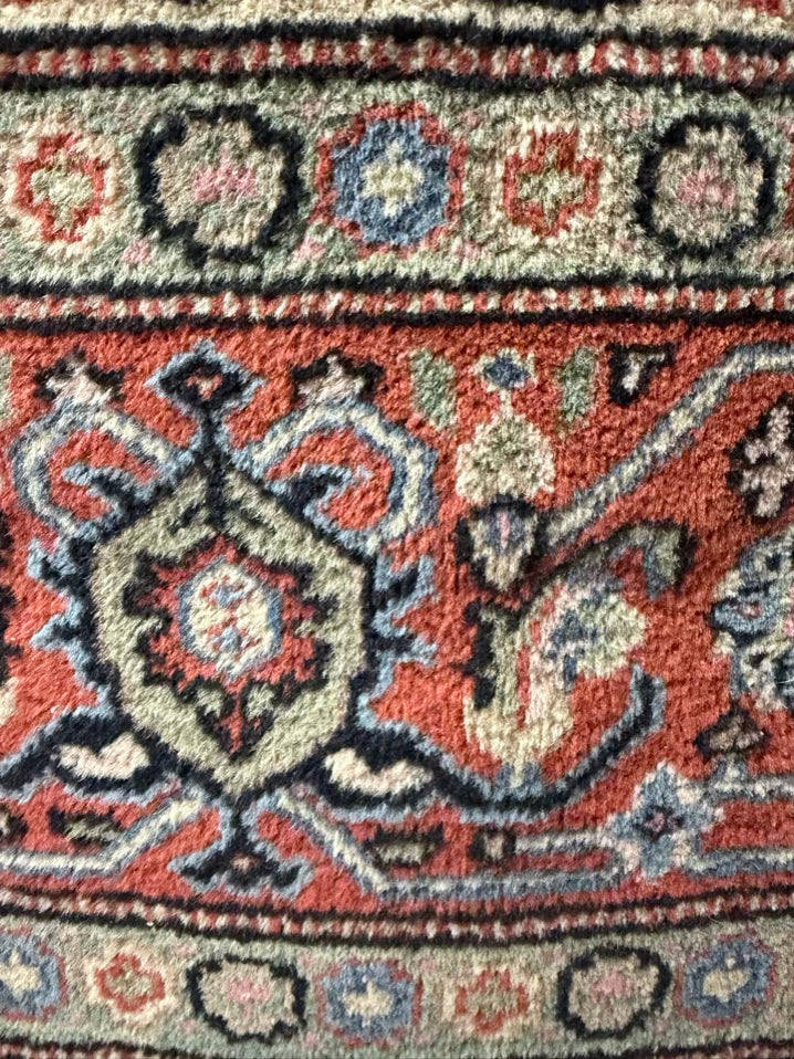 Oriental Black, Green, Rust & Navy Wool Area Rug