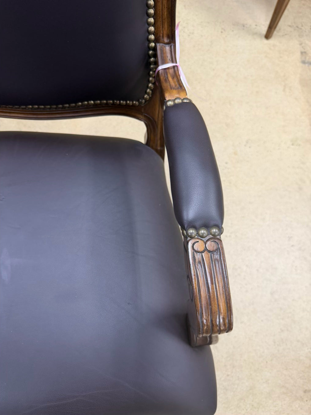 Black Faux Leather Nail Head Chair
