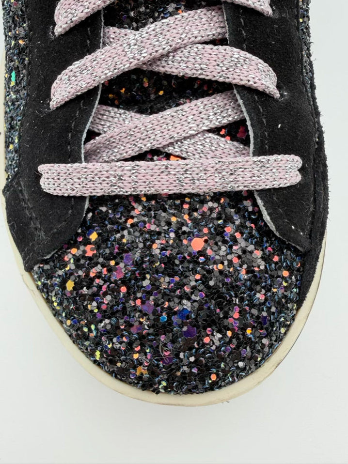 P448 WMNS Size 38 Black Sparkle Sneakers