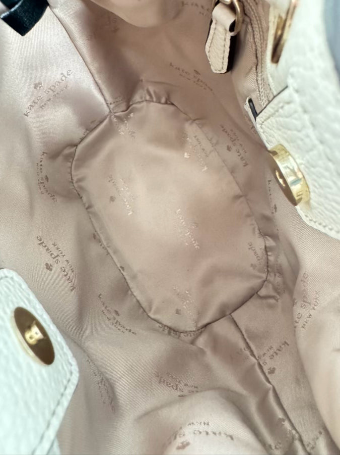 KATE SPADE Cream Leather Bucket Bag w/ Coin Purse