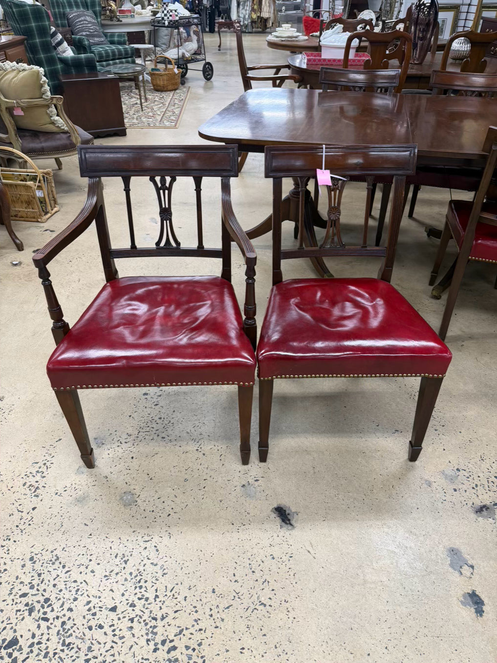 BAKER Dark Wood Dinning Table & 6 Chairs w/ 4 Leaves