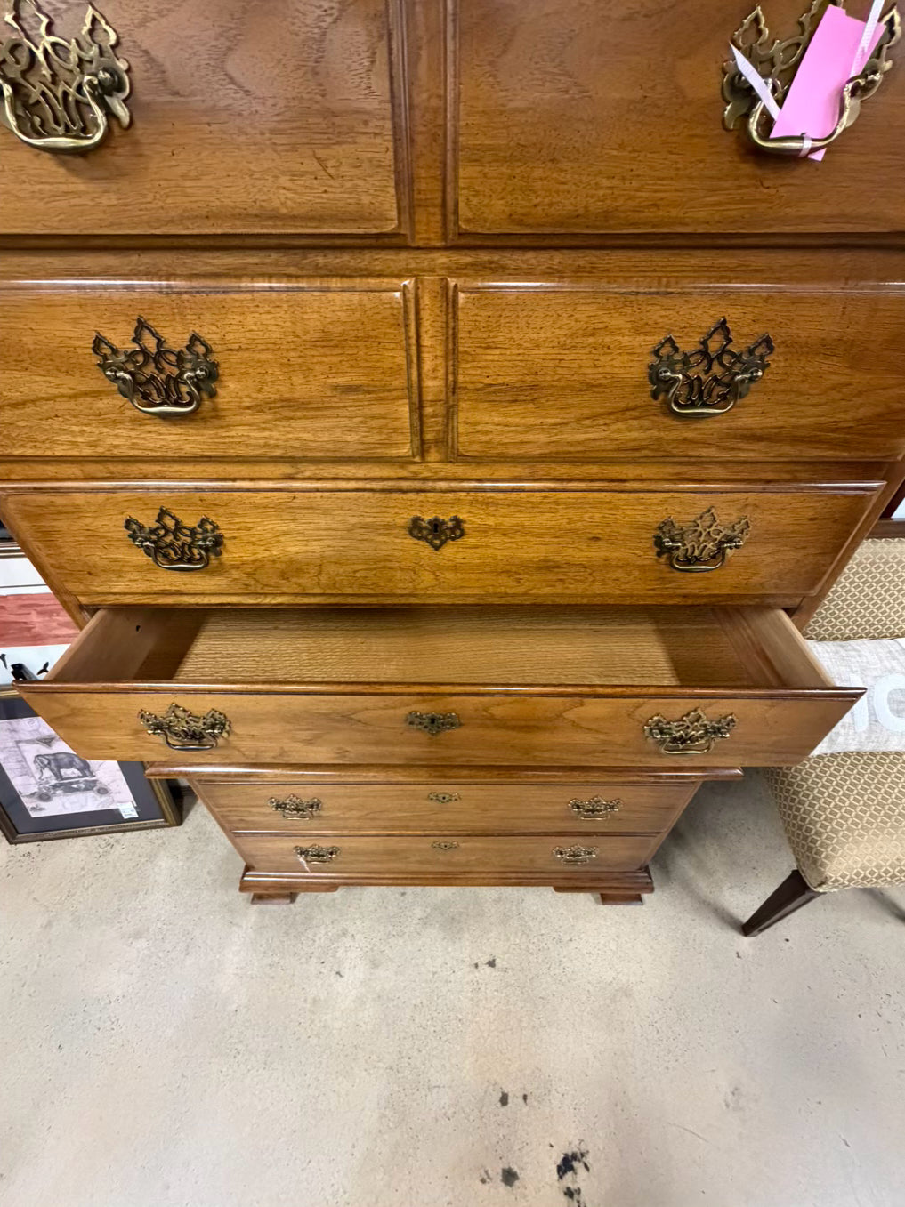 VINTAGE Medium Oak Chest on Chest w/ Drawers