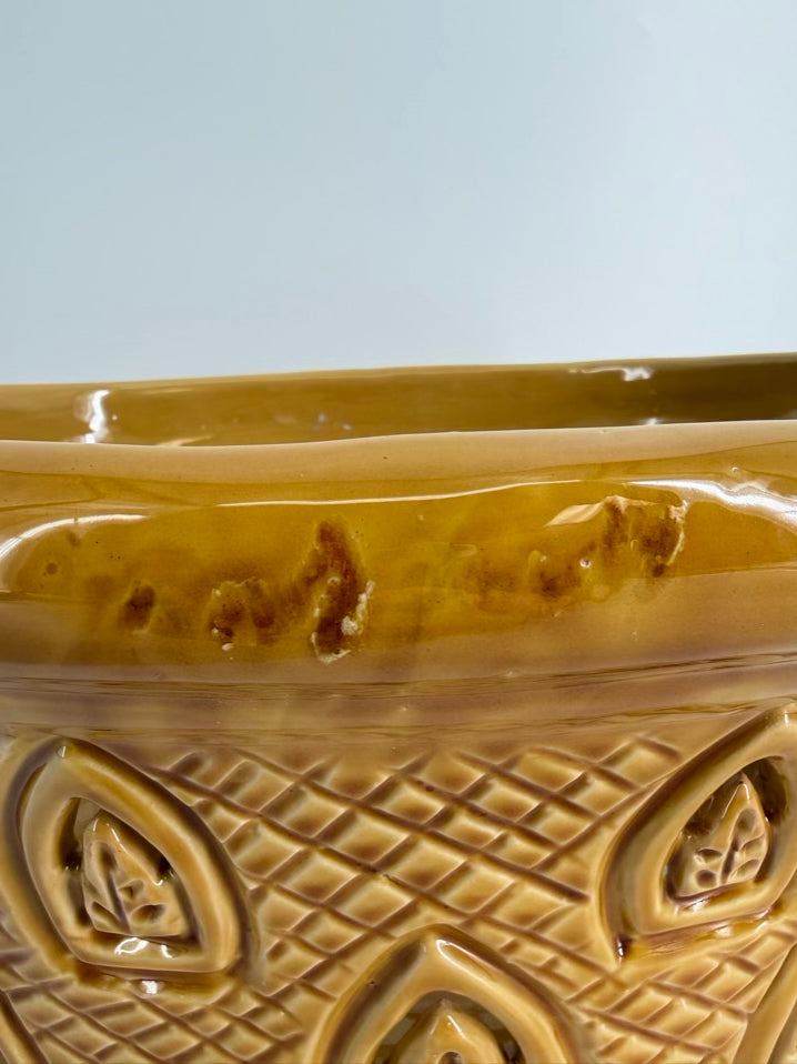 VIETRI Gold Pottery Oval Planter w/ Cutout Design
