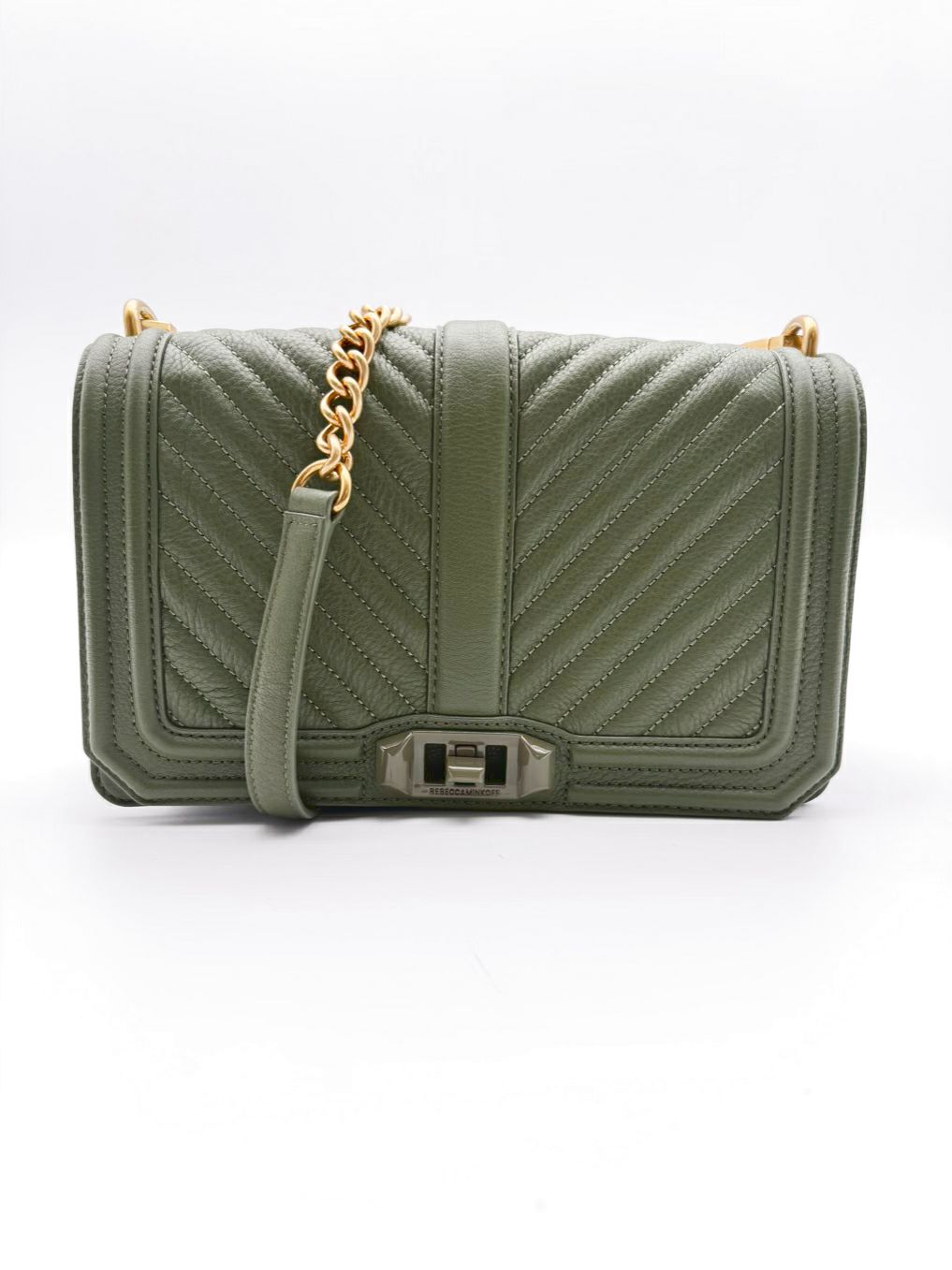 REBECCA MINKOFF Olive Chevron Leather Crossbody Bag