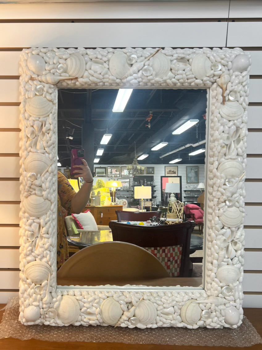 TWO'S COMPANY White Shell Mirror
