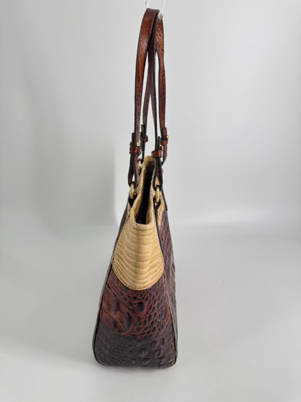 BRAHMIN Cream & Brown Embossed Leather Purse