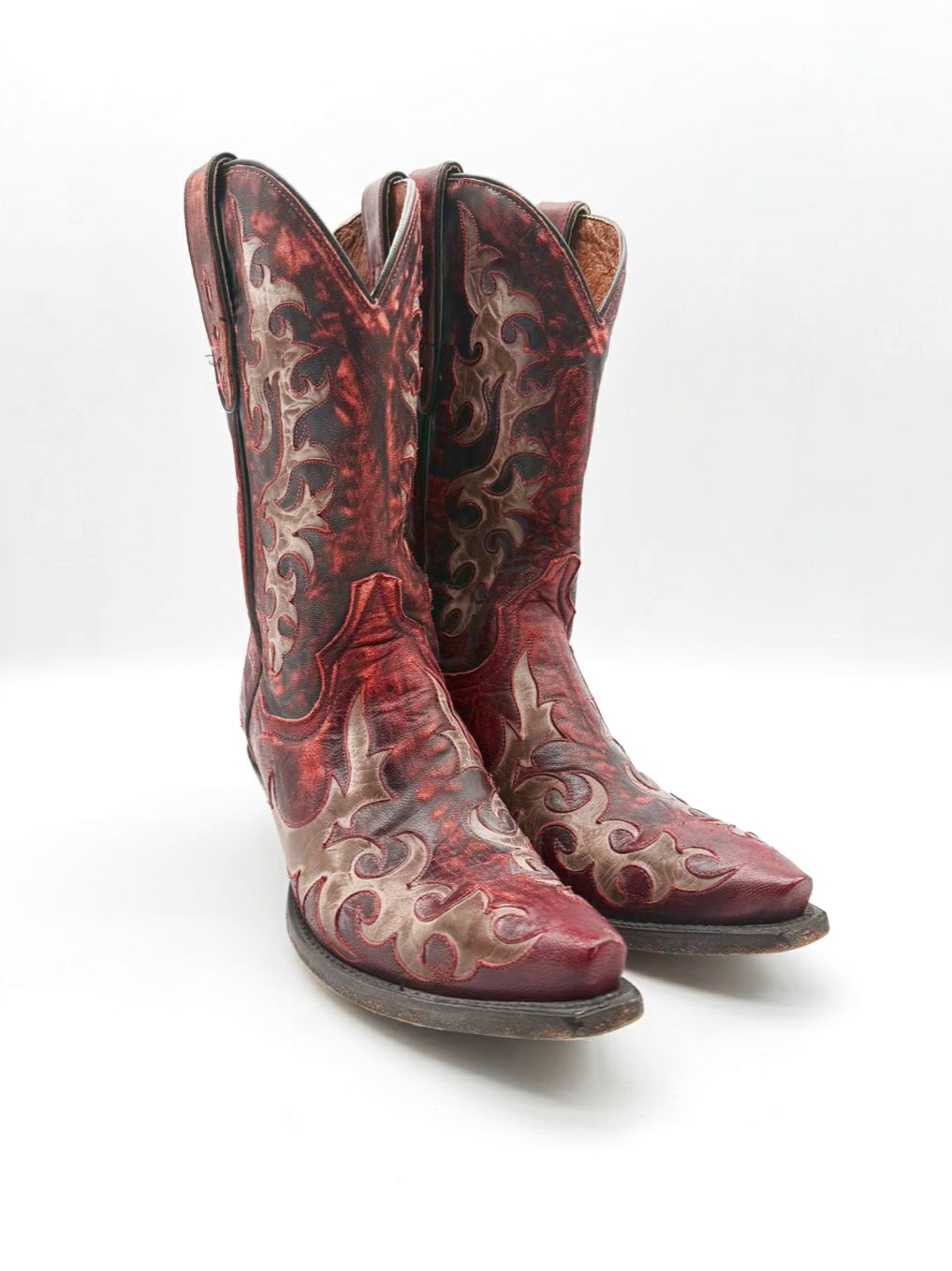 DAN POST WMNS Size 8 Red & Cream Leather Boots