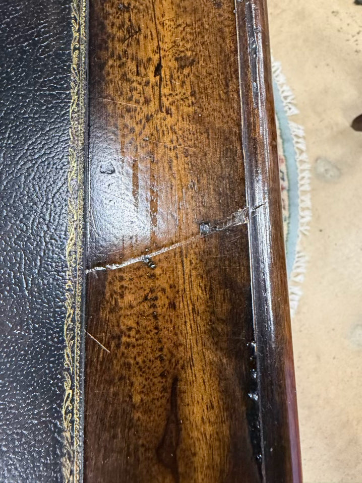 MAITLAND SMITH Wood Game Table w/ Leather Top