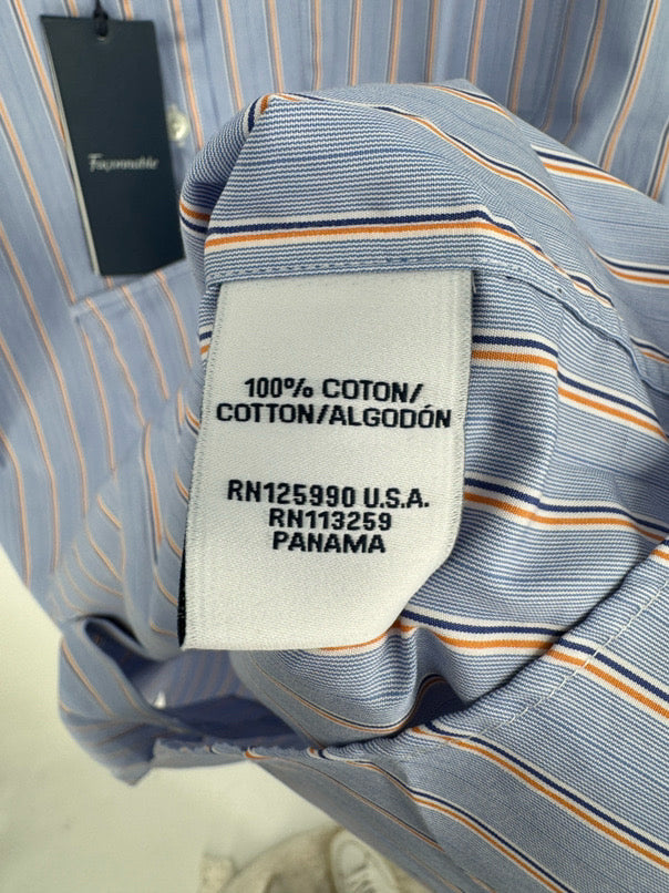 FACONNABLE Size 43 Blue Stripe Dress Shirt NWT