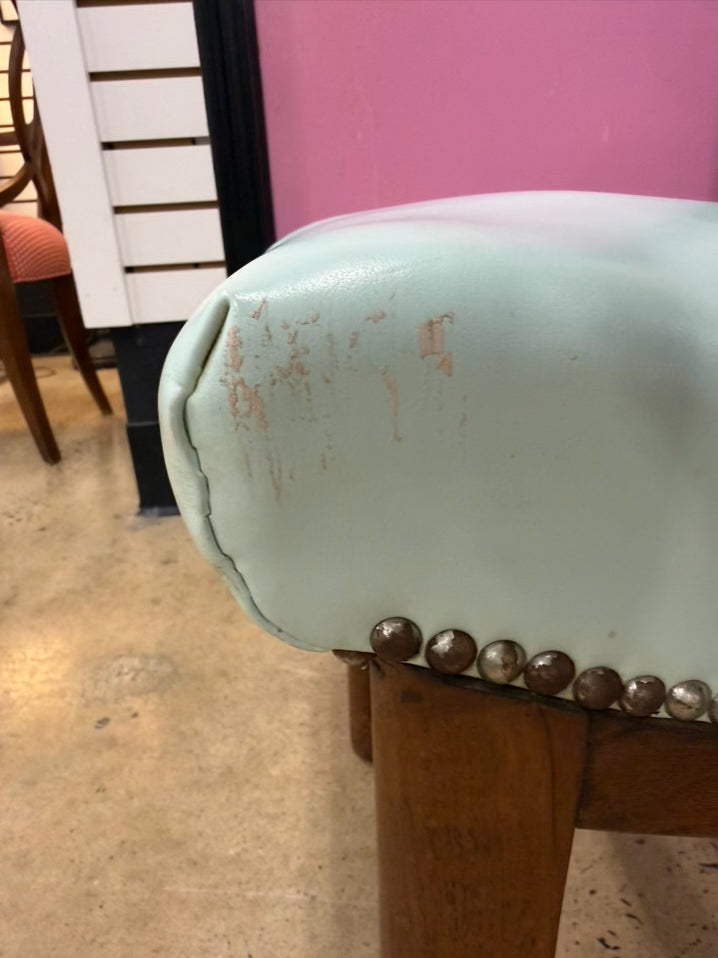 VINTAGE Wood & Leather Stool