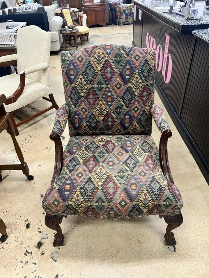 Multi Color Chippendale Upholstered Chair