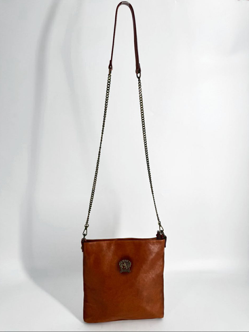 PRATESI FIRENZE Cognac Leather Crossbody Bag
