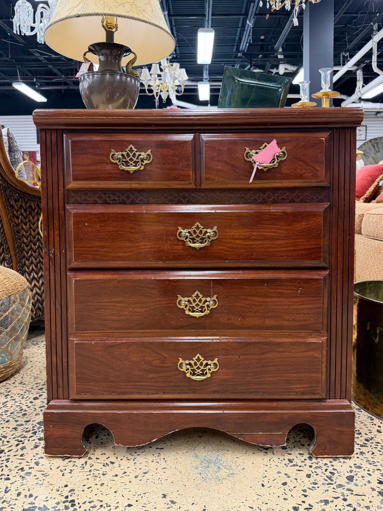 Dark Brown Wood 3 Drawer Chest