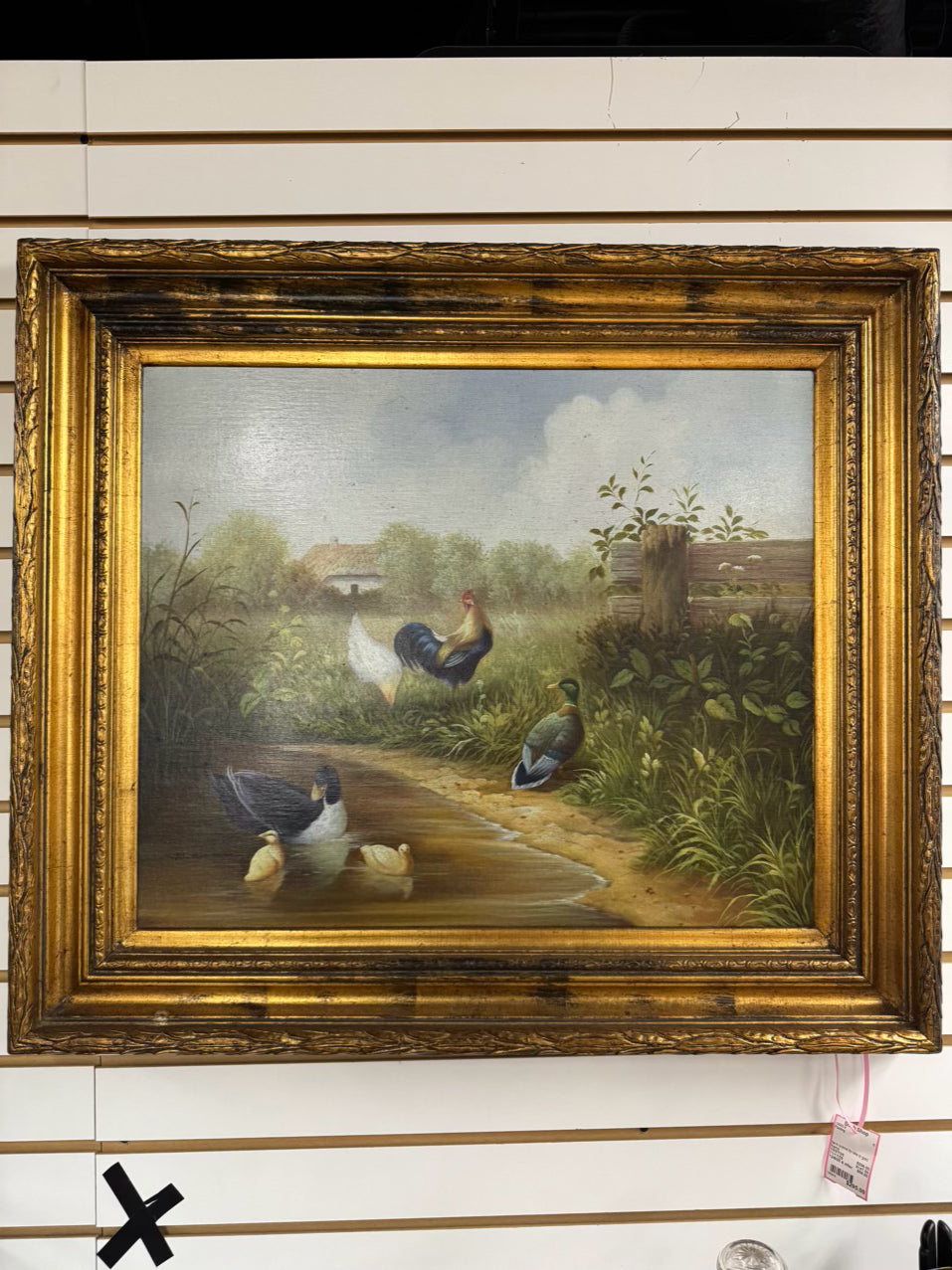 Farm Scene Painting in Ornate Gold Frame
