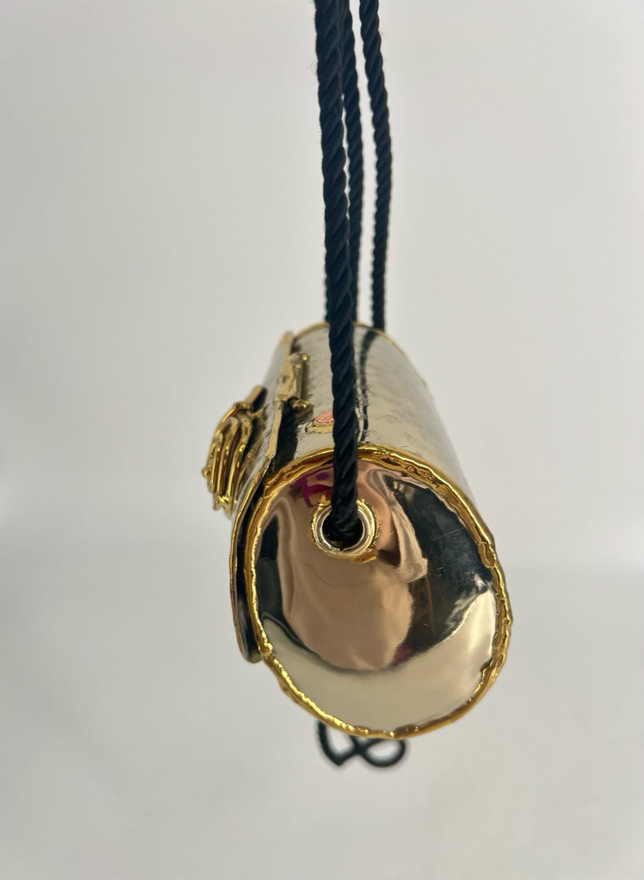 Copper Gold Tone Heart Detail Evening Bag