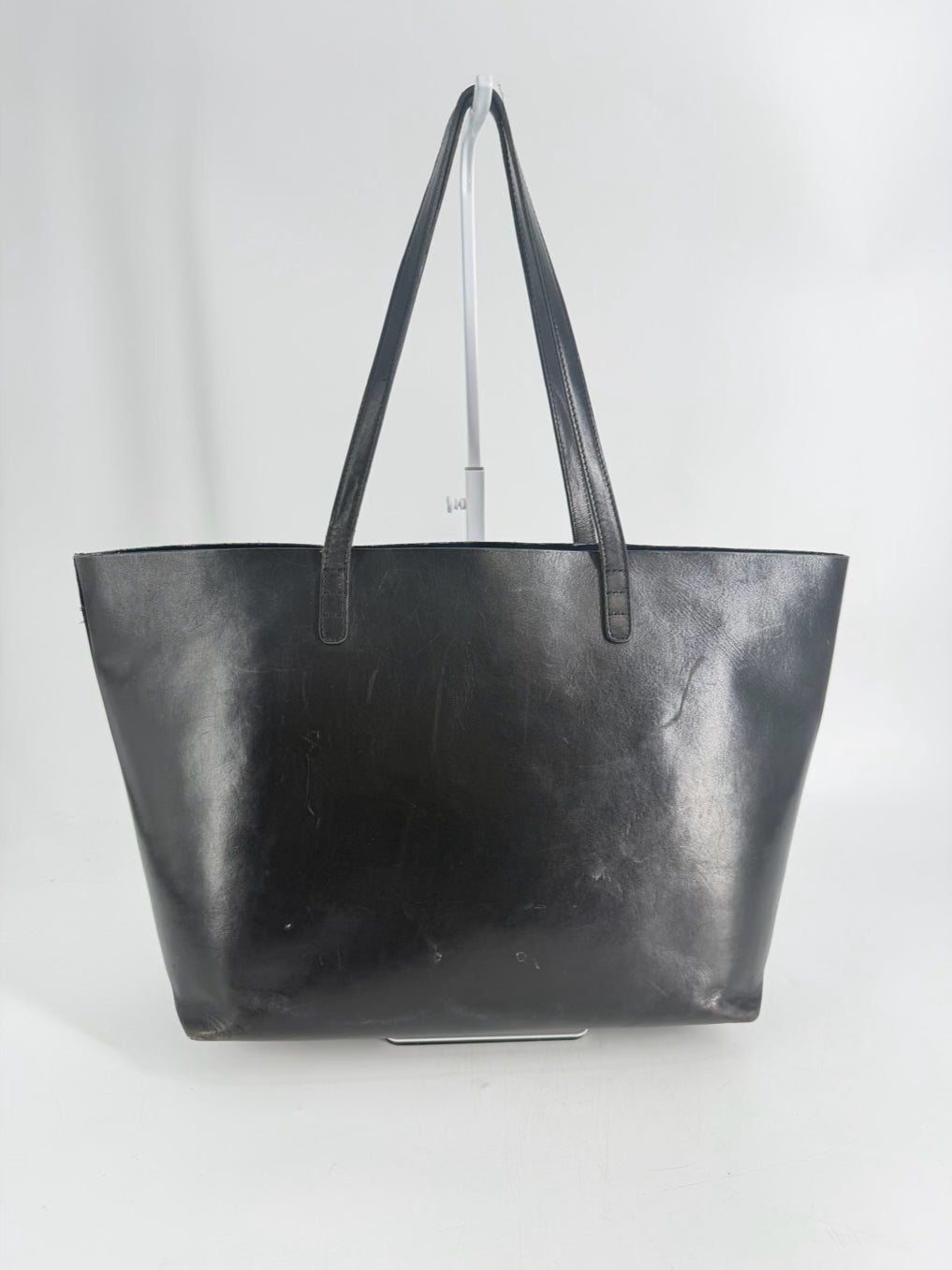 MANSUR GAVRIEL Black Leather Tote Bag w/ Small Zipper Pouch
