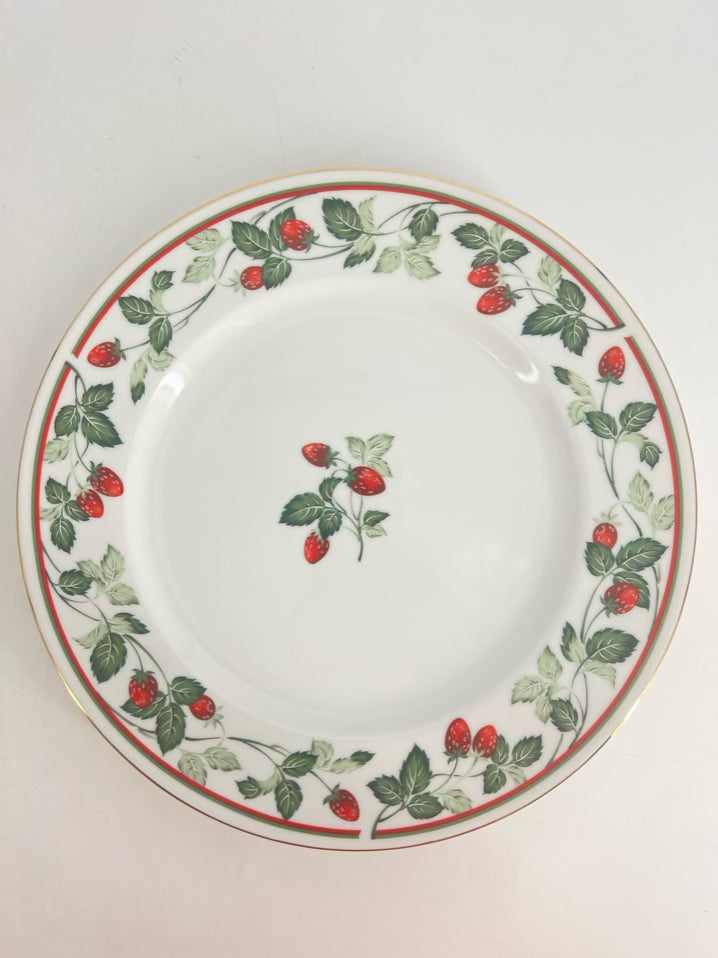 ANDREA by SADAK White, Red & Green Ceramic Strawberries Pie Plate w/ Matching Server