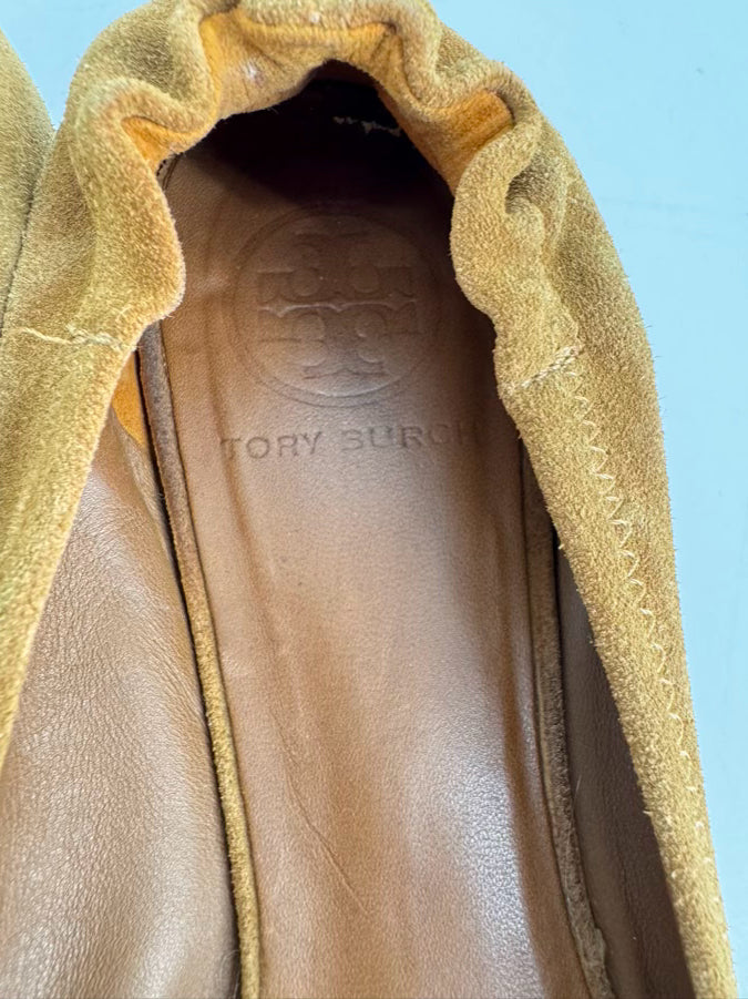 TORY BURCH Size 8 Chestnut Suede Flats