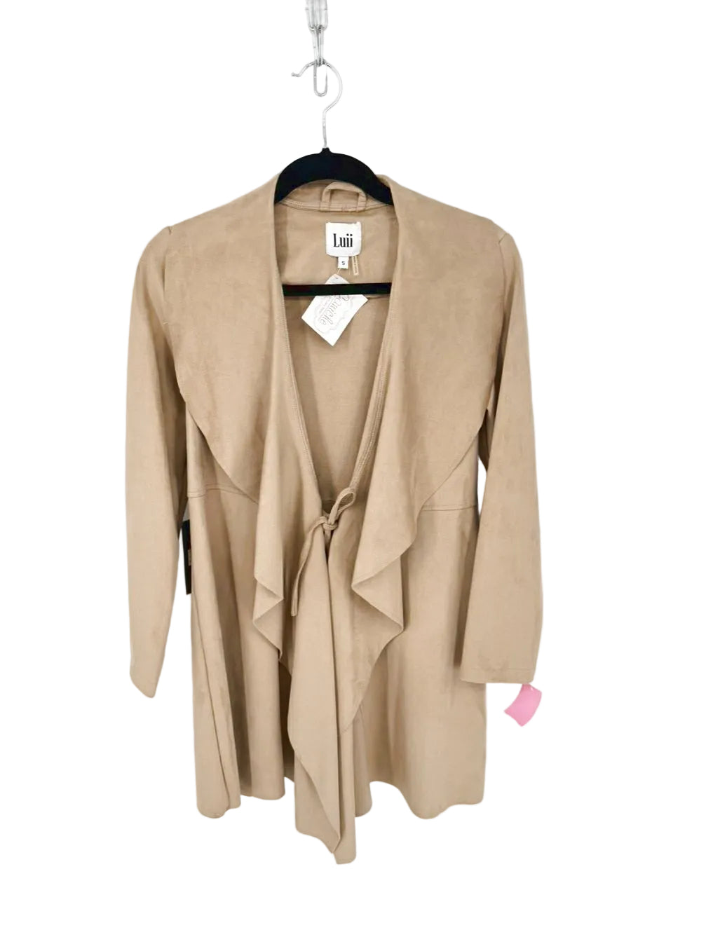 LUII Size Wmn's S Tan Faux Suede Tie Front Jacket NWT
