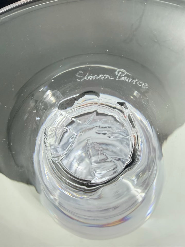 SIMON PEARCE Clear Glass Pair Of Candleholders