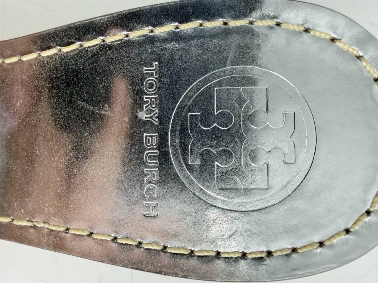 TORY BURCH Size 8.5 Silver Kitten heels