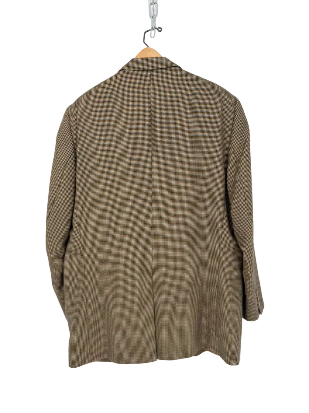 JACK VICTOR Men's Size 44 Tan & Black Cashmere Houndstooth Long Sport Coat