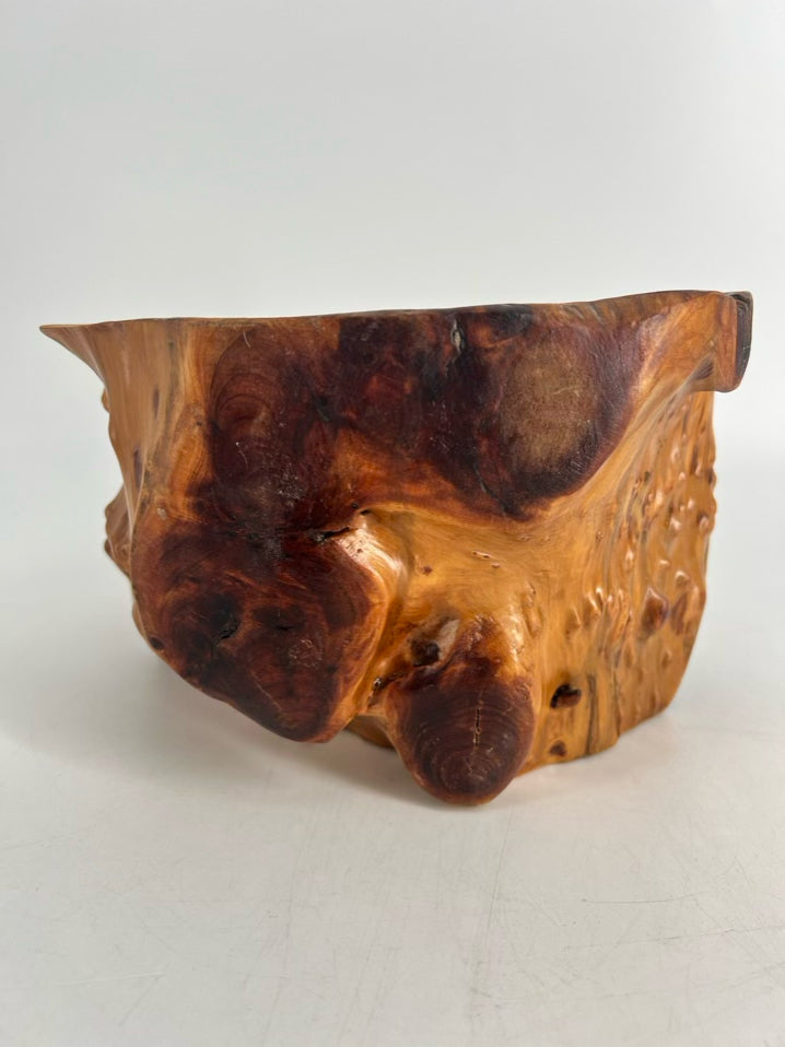 Brown Wood Carved Bowl