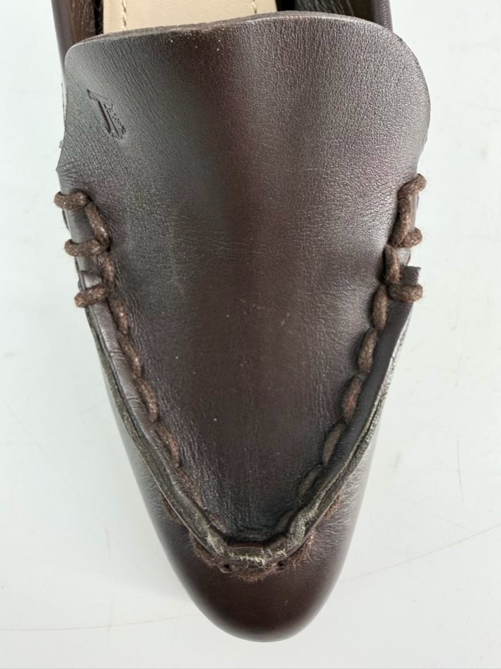 TODS Size 38.5 Chocolate Leather Heels