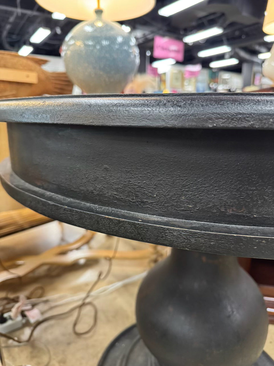 RESTORATION HARDWARE Black Painted Wood Shabby Chic Pedestal Table