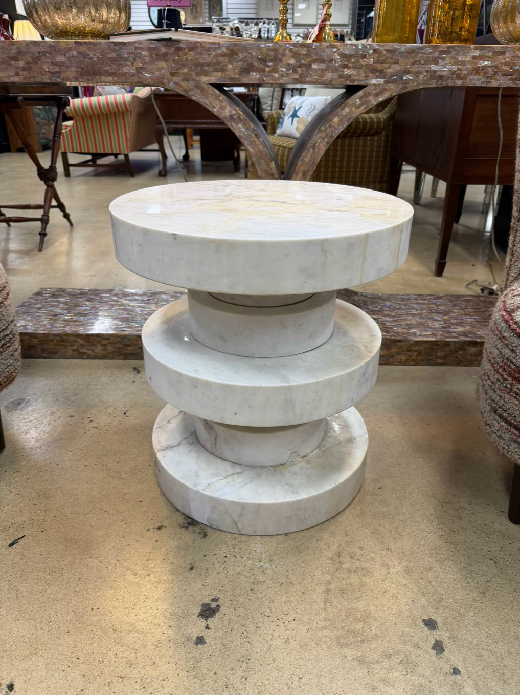 MR. BROWN White Marble Modern Occasional Table