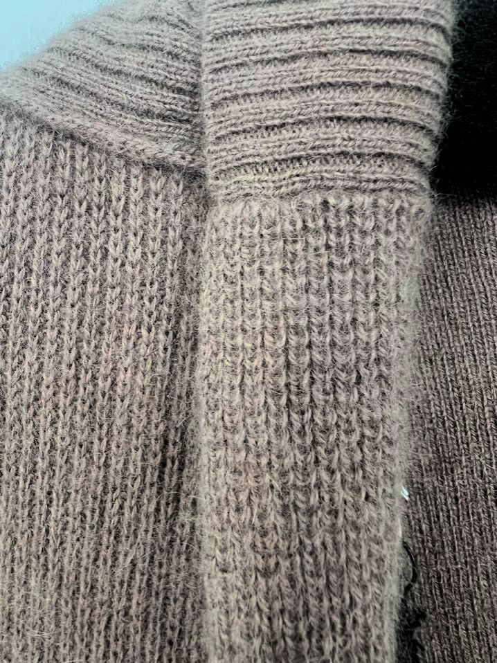 SYMPHONY + NOTE Size L Mushroom Cashmere Cardigan NWT