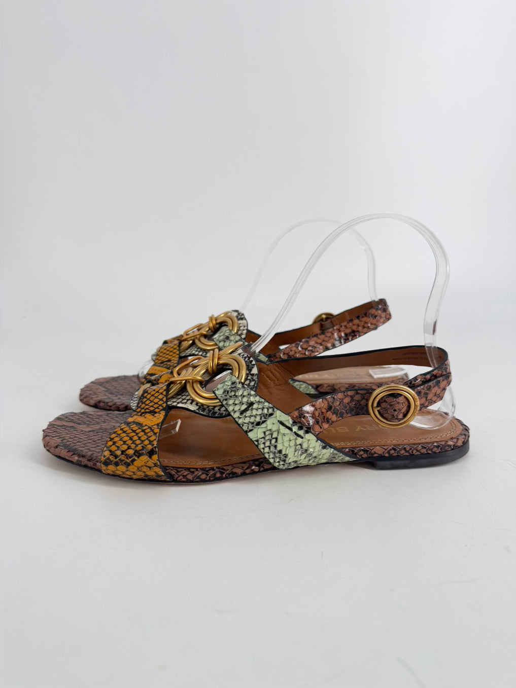 TORY BURCH Size 8.5 Brown, Mint & Orange Leather Animal Print Sandals