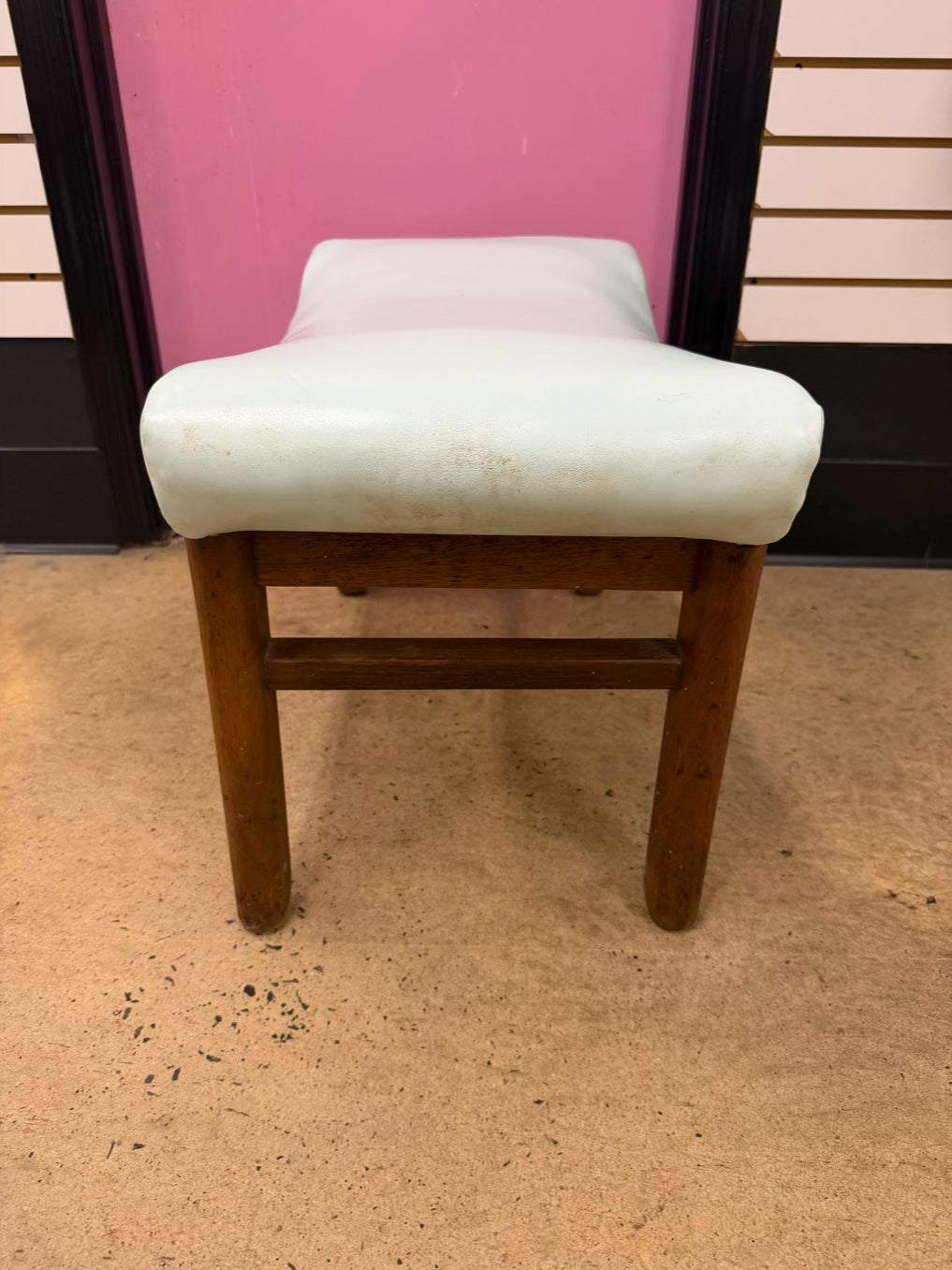 VINTAGE Wood & Leather Stool