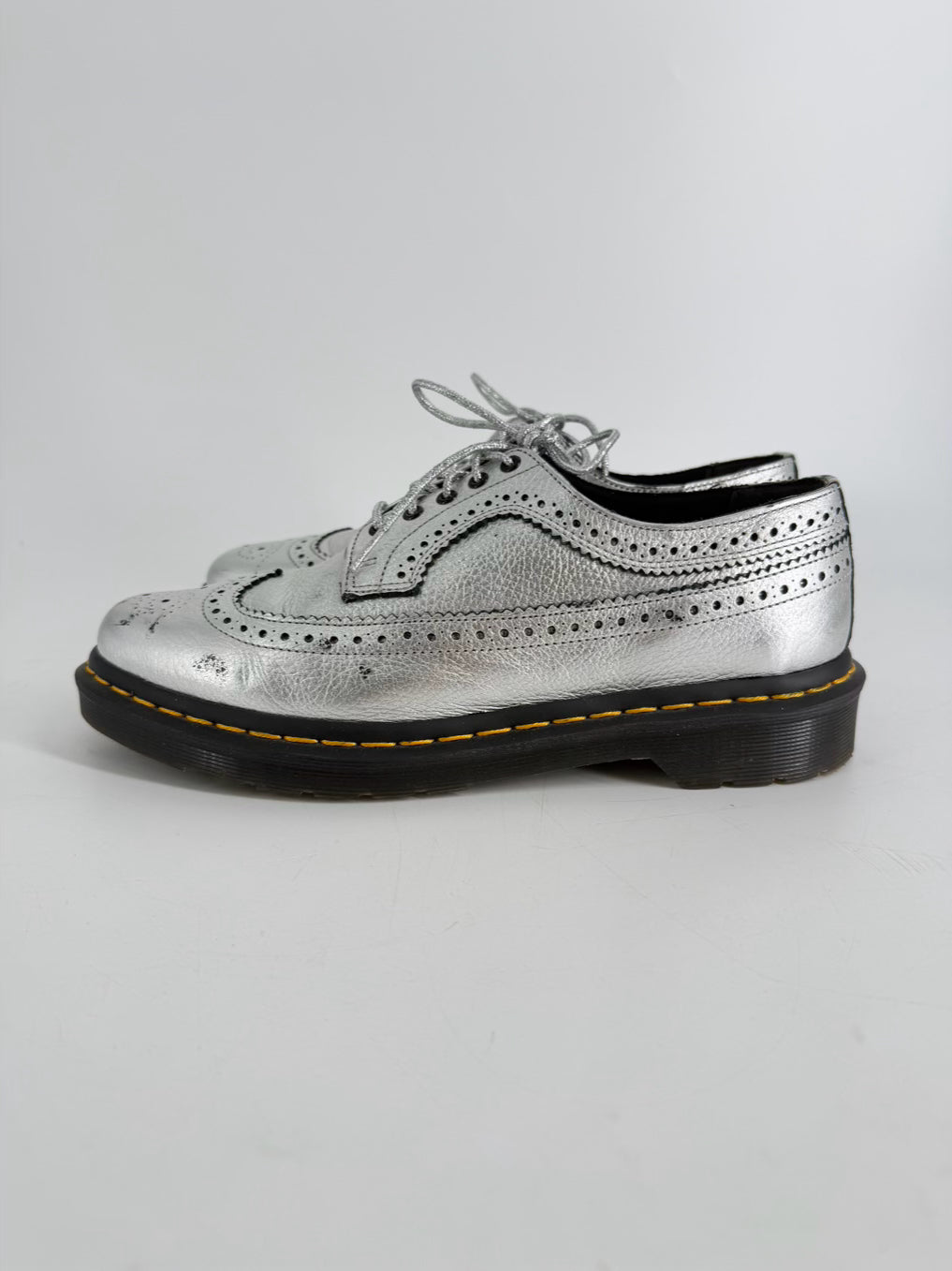 DR MARTENS Size 42 Silver Leather Casual Shoes