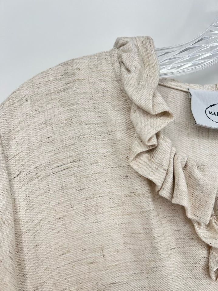 MARIELLE ALMELO Size XL Beige Linen Blend Maxi-Dress
