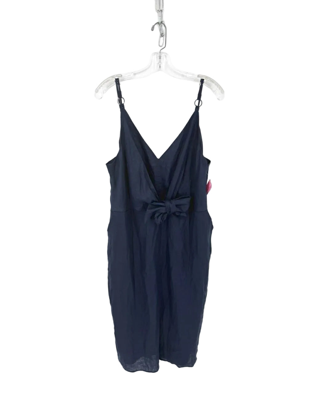 REISS Size Wmn's 14 Navy Linen Tie Front Sleeveless Midi-Dress NWT