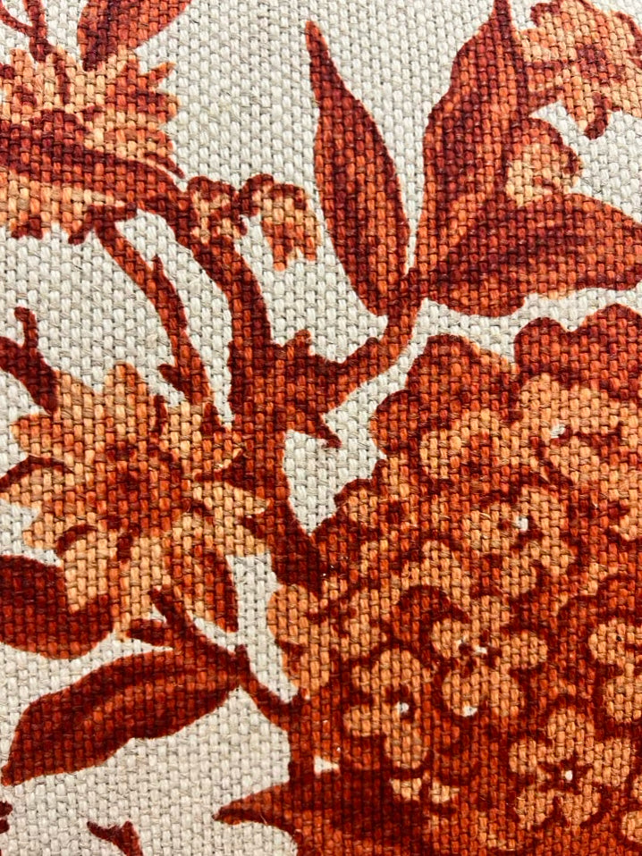 VINTAGE  Rust & Cream Floral Wingback Chair w/ 2 Pillows