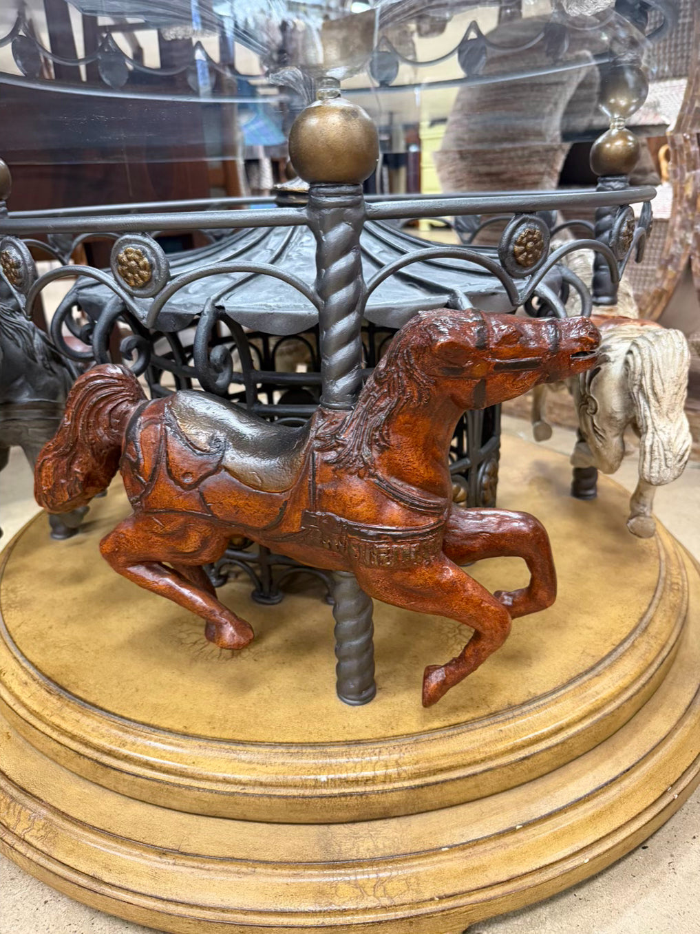 Wood & Glass Carousel Coffee Table